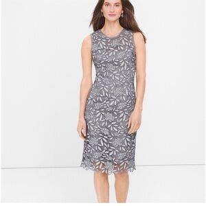 White House Black Market Gray Floral Midi Dress
